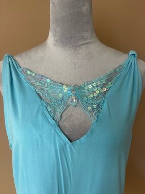 Together Turquoise Butterfly Lace Camisole size XL